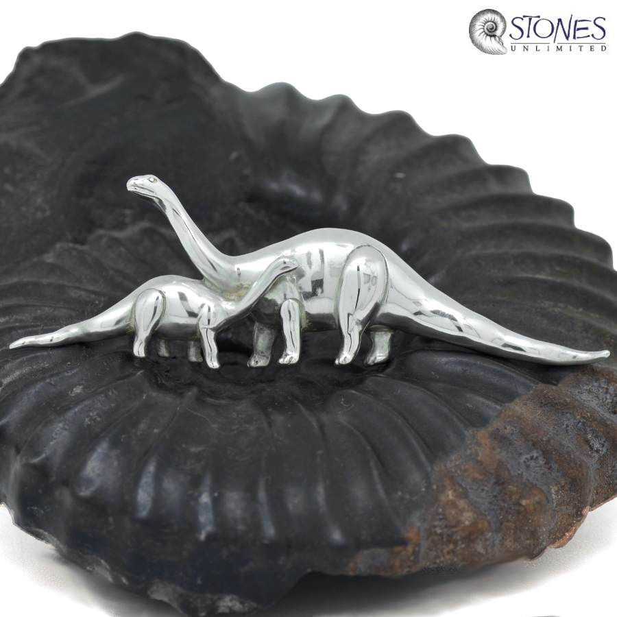 Brontosaurus 'mother&child' Silver Brooch